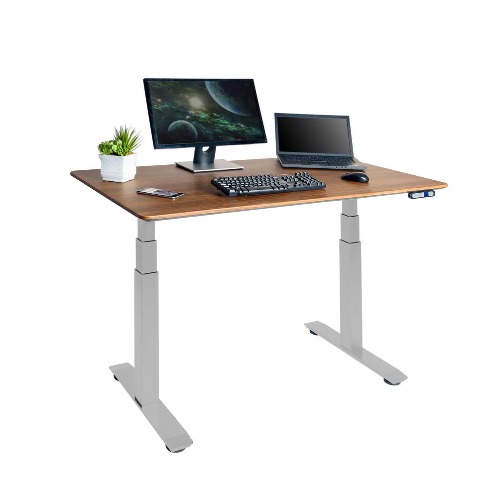 Seville Classics 54 in. Rectangular Walnut/Gray Standing Desks with