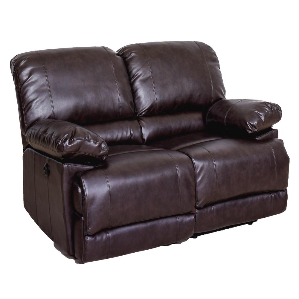 Corliving Lea Chocolate Brown Bonded Leather Power Reclining Loveseat With Usb Port Lzy 342 L 5980