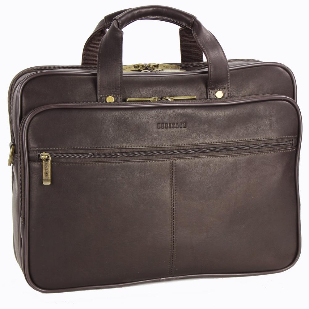 Heritage Laptop Bags Luggage The Home Depot Colombian Leather Double Compartment Top Zip 16 0 In Computer Portfolio Business Case