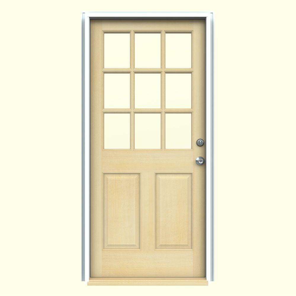 JELDWEN 30 in. x 80 in. 9 Lite Unfinished Dutch Wood Prehung LeftHand