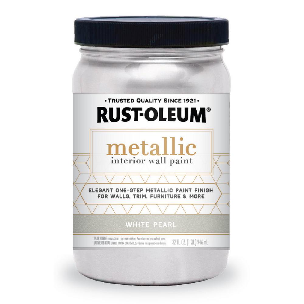 Rust Oleum 1 Qt White Pearl Metallic Interior Paint 2 Pack 320731 The Home Depot