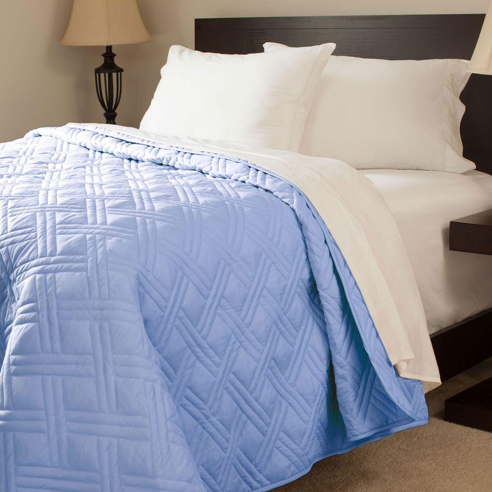 Lavish Home Solid Color Blue Twin Bed Quilt 66 40 T B The Depot Lavish Home Solid Color Blue Twin Bed Quilt