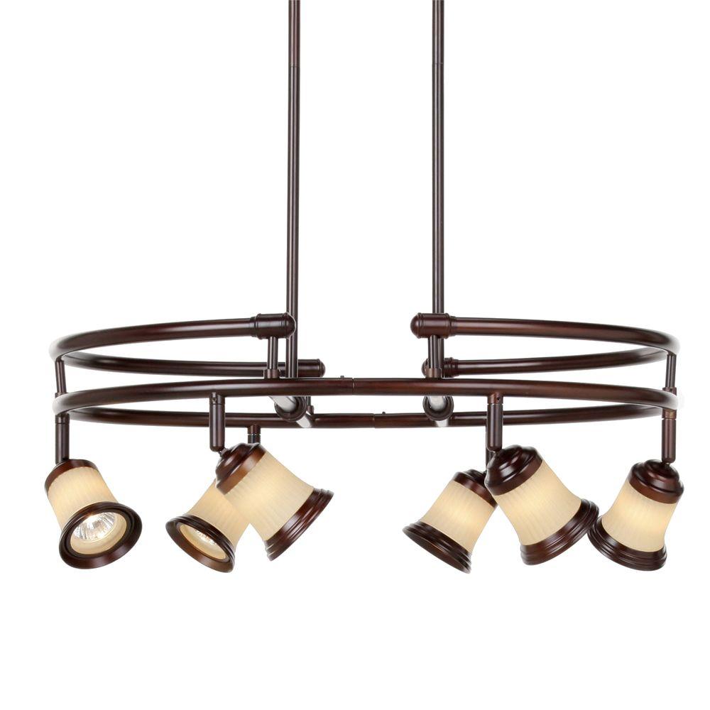 Hampton Bay 6-Light Antique Bronze Multi-Directional Chandelier with Frosted Glass Shades was $188.1 now $53.92 (71.0% off)