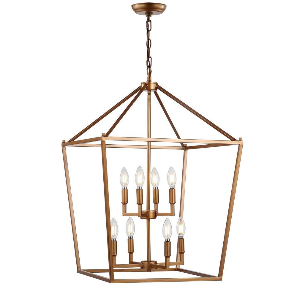 Jonathan Y Paa 20 In 8 Bulb Antique Gold Lantern Metal Led 8 Bulb Antique Gold Lantern Metal Led Pendant