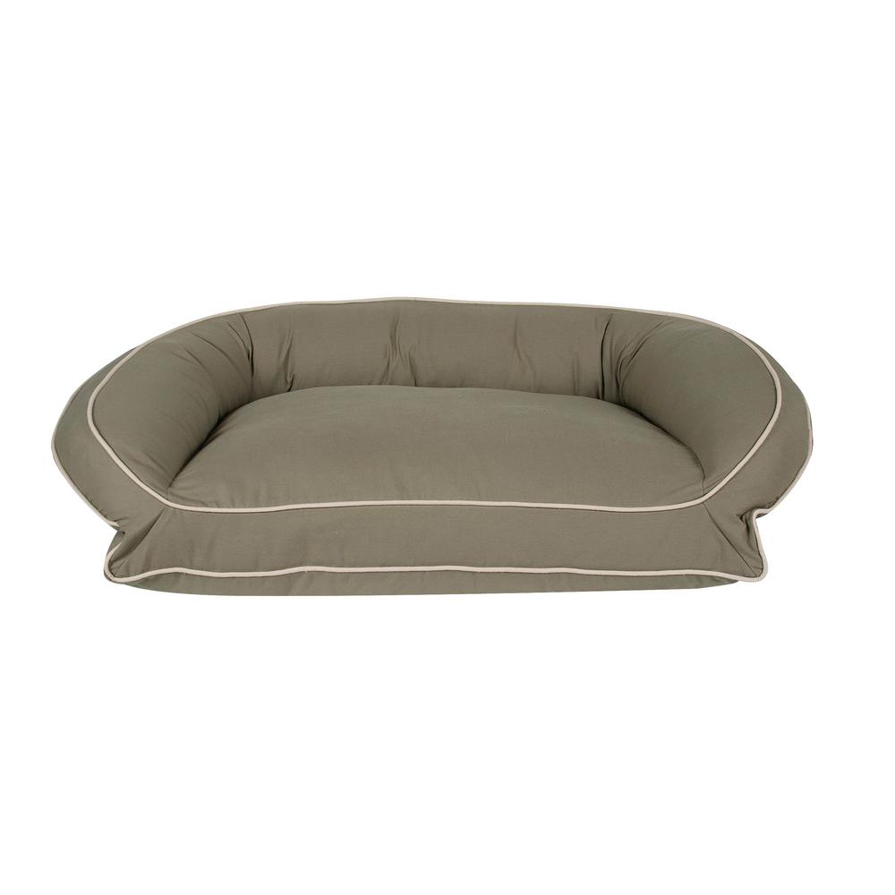Ina Pet Company Large X Sage Classic Canvas Bolster Bed With Memory Foam