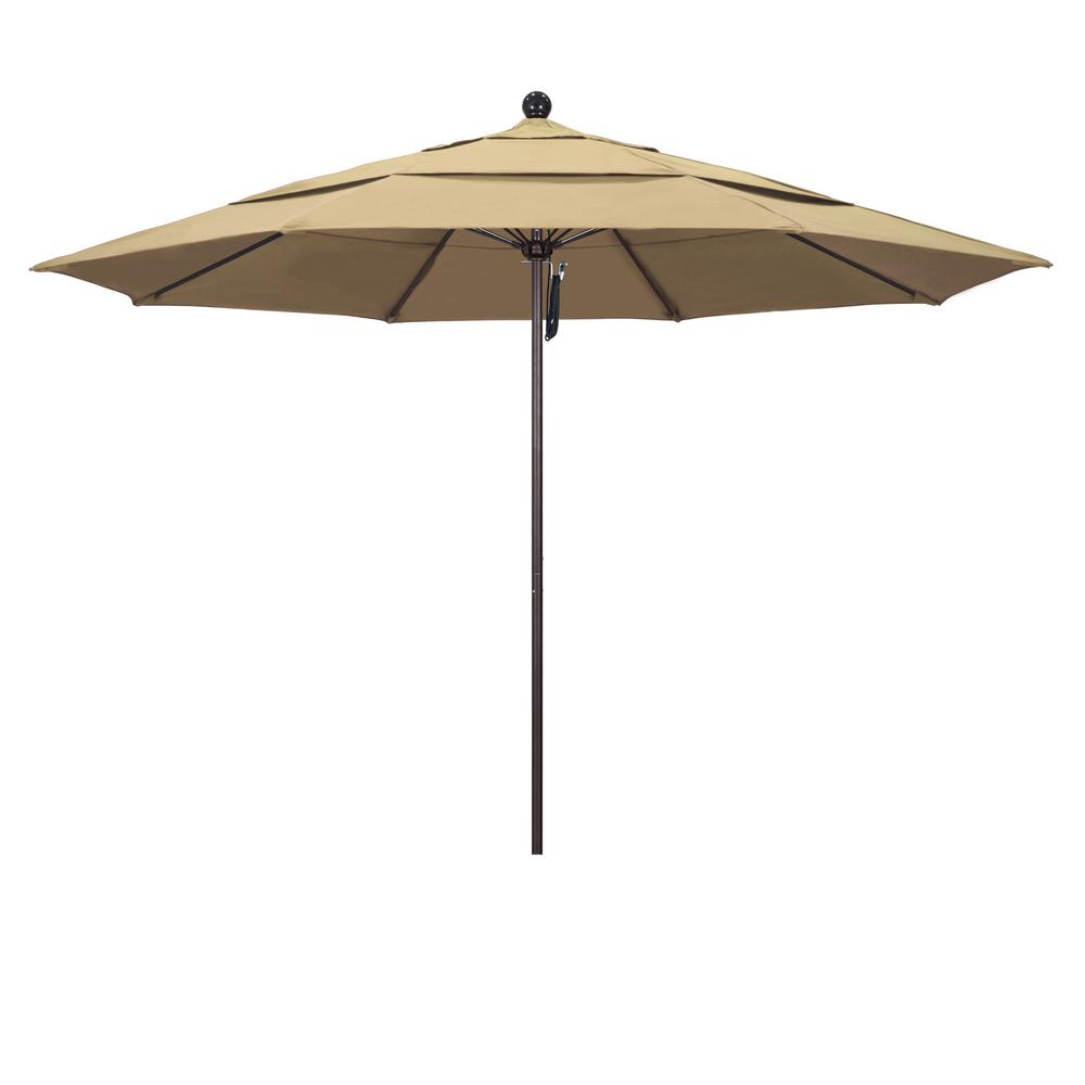 California Umbrella 9 Ft Wood Pulley Open Patio Umbrella In Lime Green Polyester Sow908 P29 The Home Depot