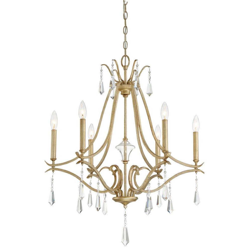 Gold Crystal Chandeliers Lighting The Home Depot Laurel Estate 6 Light Brio Gold Chandelier