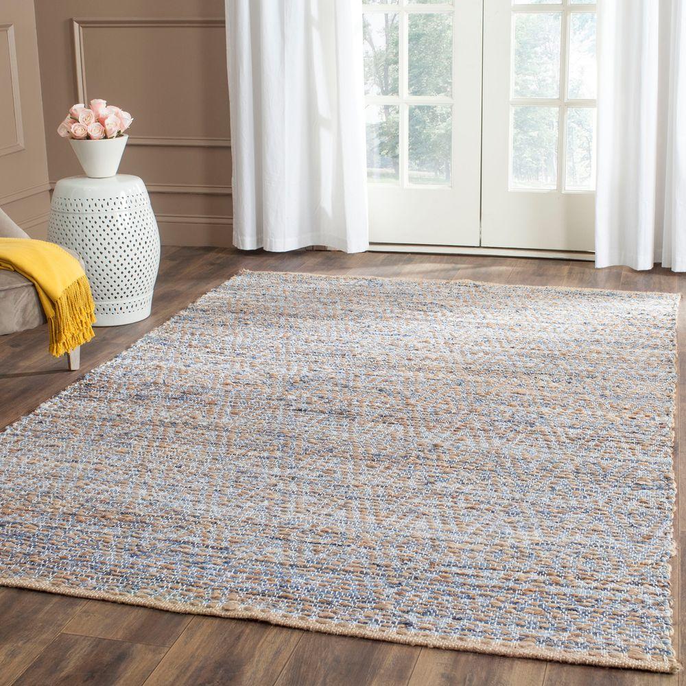 4 X 6 Blue Jute Area Rugs The Home Depot Cape Cod Natural Blue 4 Ft X 6 Area Rug