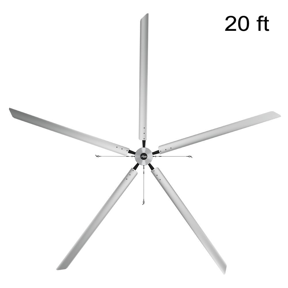 Hunter Industrial Titan 20 Ft 220 Volt Indoor Anodized Aluminum 220 Volt Indoor Anodized Aluminum Single Phase Commercial Ceiling