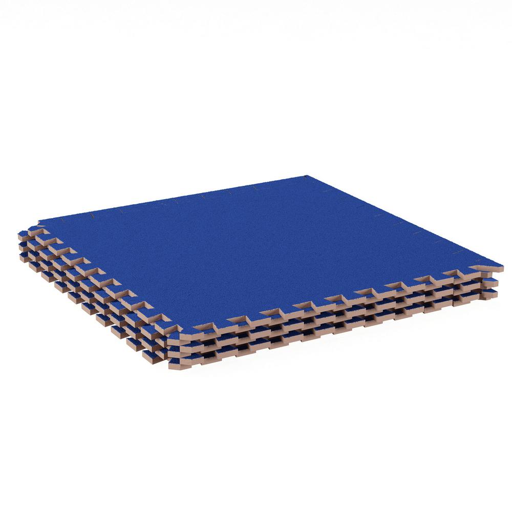 Stalwart Blue 24 In X 24 In Eva Foam Floor Mat With Carpet Top