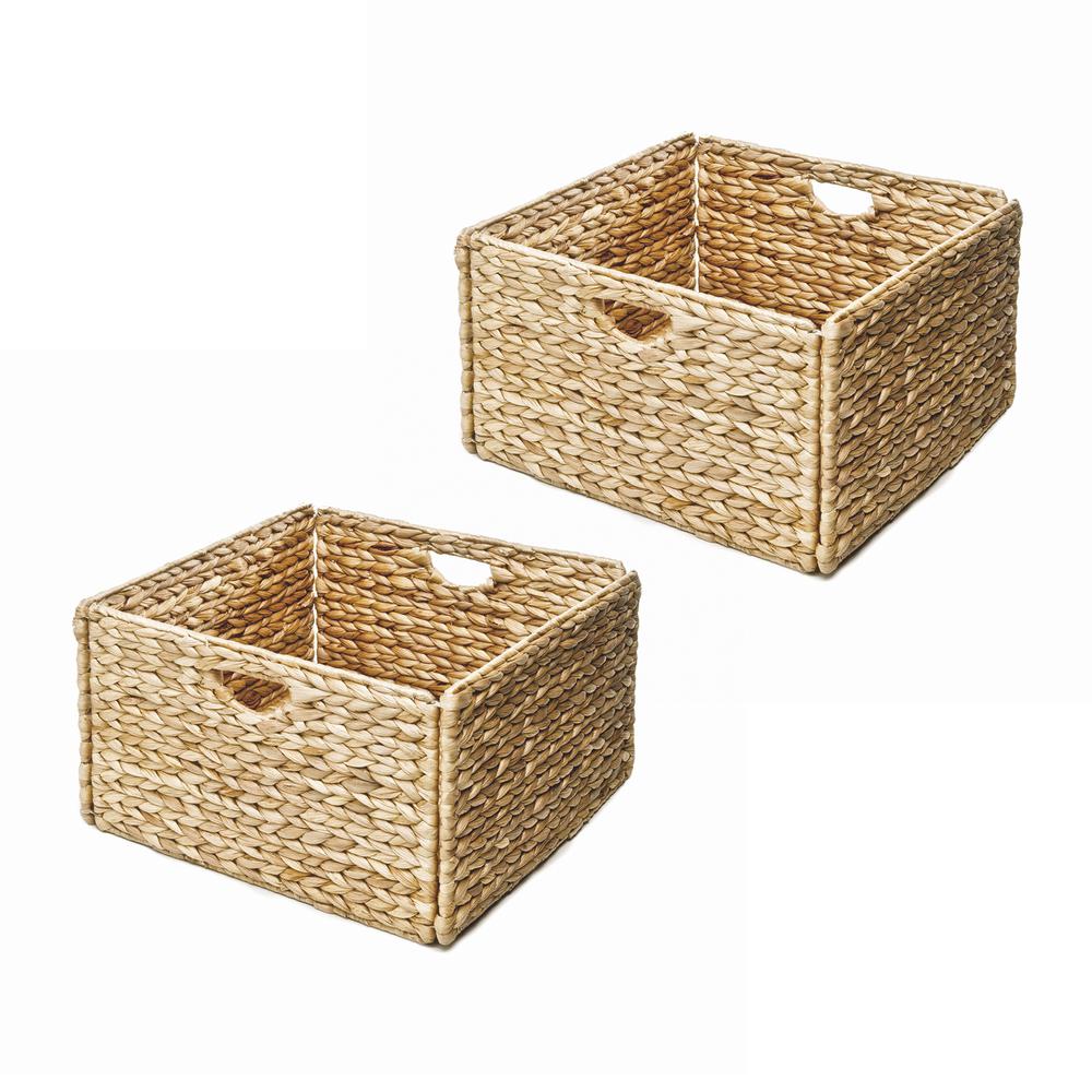 Water Hyacinth Storage Baskets, Hand-Woven 2-Pack