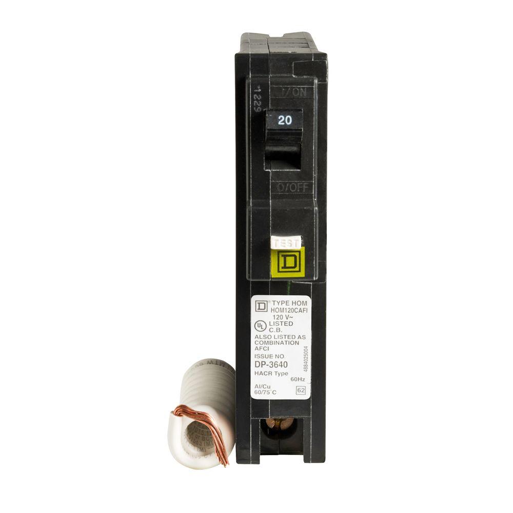 Square D Homeline 20 Amp SinglePole Combination Arc Fault Circuit