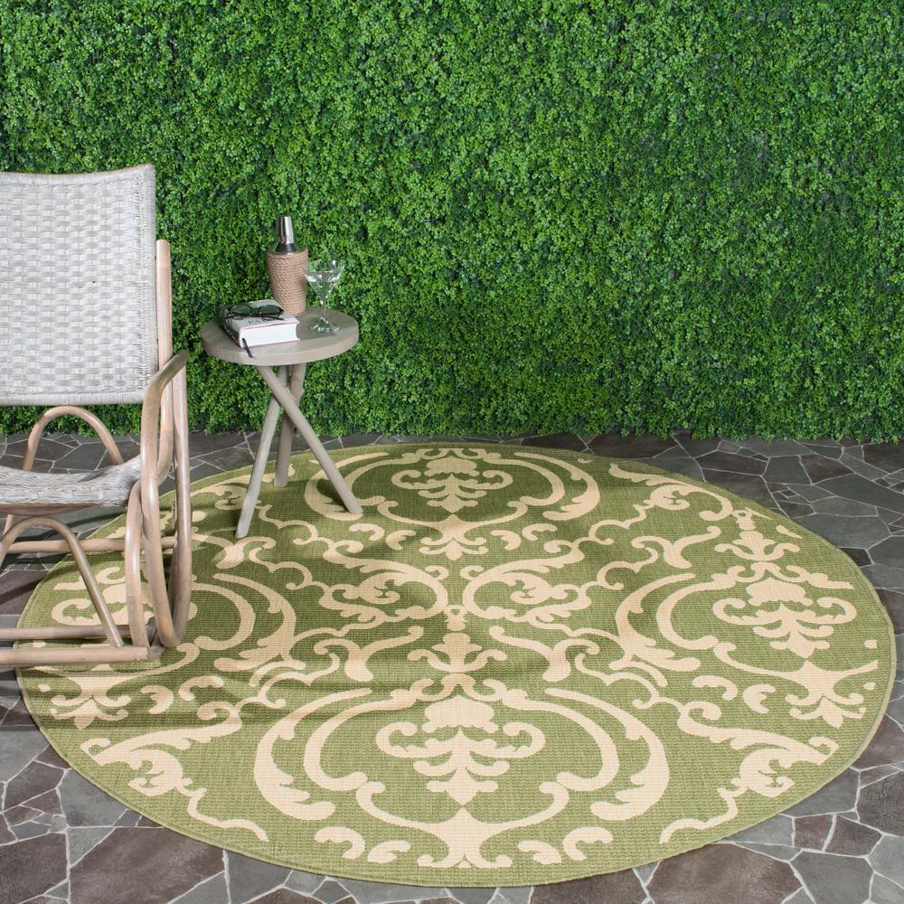 Safavieh Courtyard Olive/Natural 5 ft. 3 in. x 5 ft. 3 in. Indoor