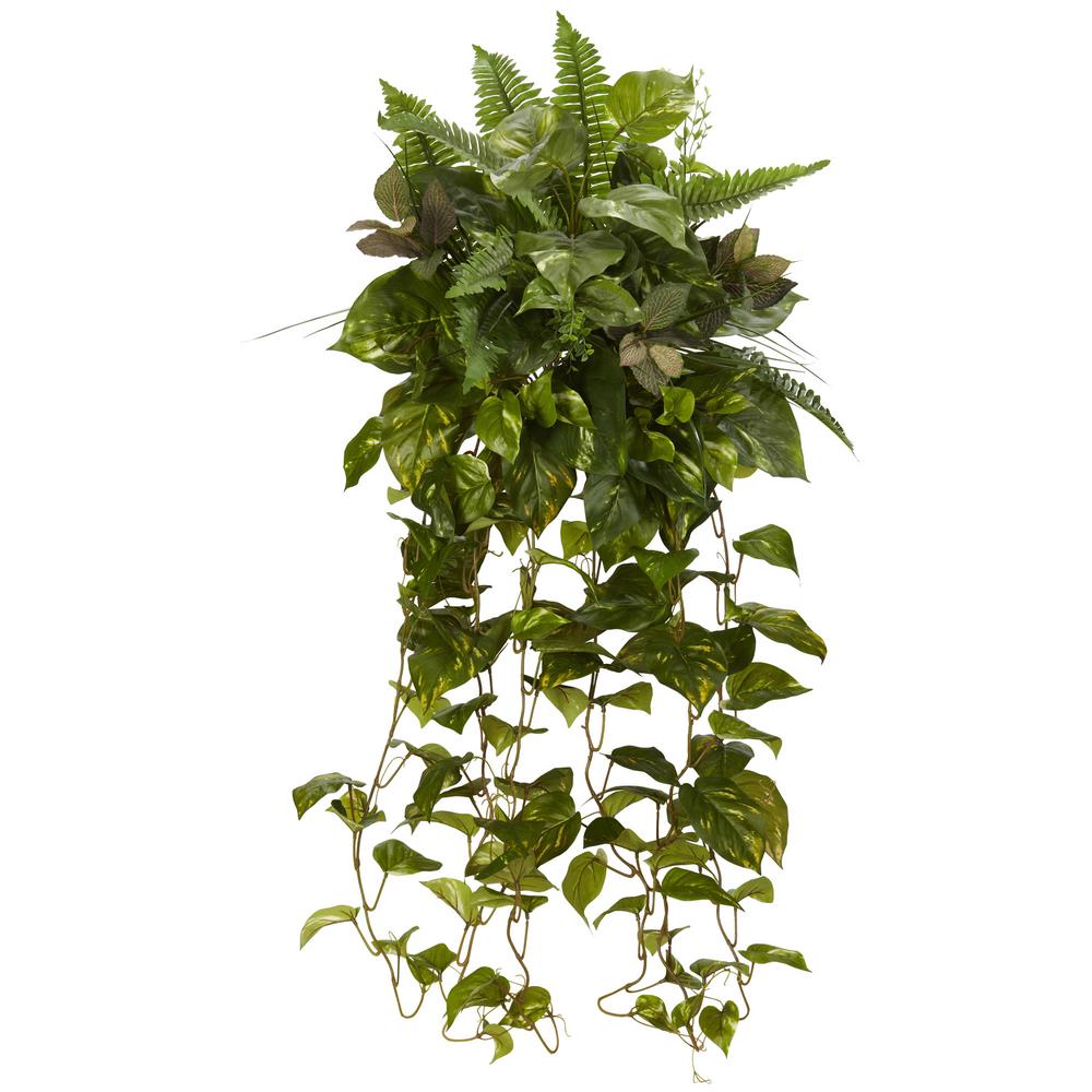 Nearly Natural Indoor 36 ft. Mixed Greens Hanging Artificial Plant (2-Set)-6082-S2 - The Home Depot