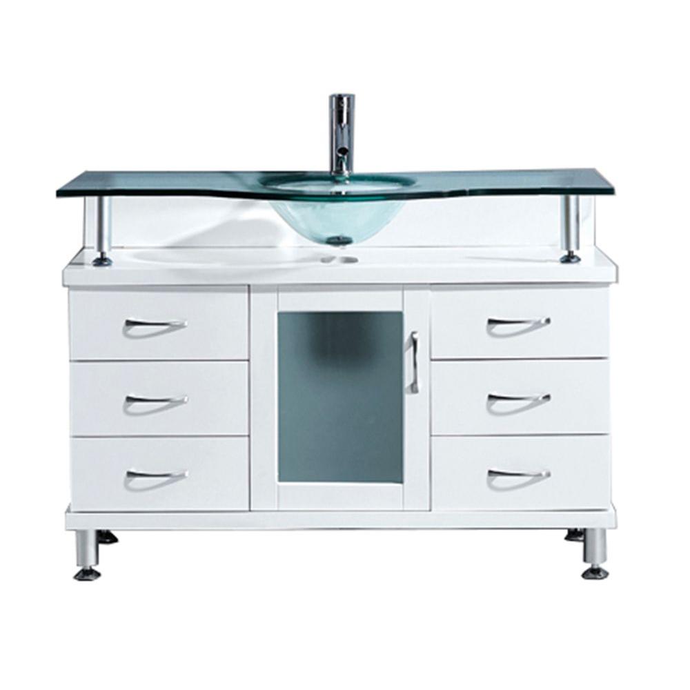Virtu USA Vincente 47.24 in. W x 21.65 in. D x 33.54 in. H White Vanity