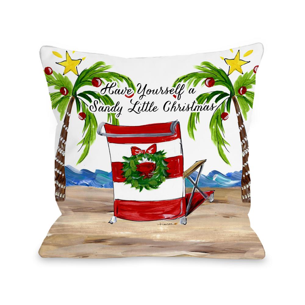 Sandy Christmas Beach Chair 16 In X Decorative Pillow Sandy Christmas Beach Chair 16 In X Decorative Pillow