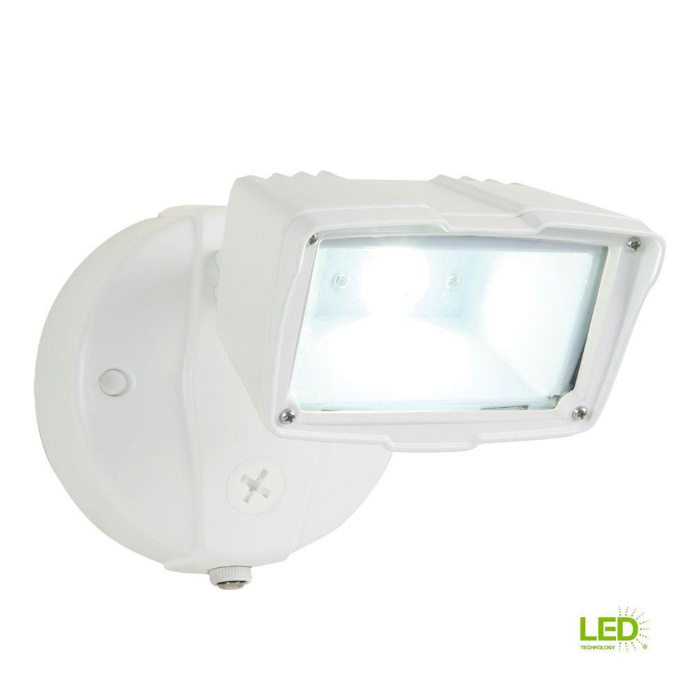 All Pro White Outdoor Integrated Led Small Single Head Security All Pro White Outdoor Integrated Led Small Single Head Security Flood Light With 1400