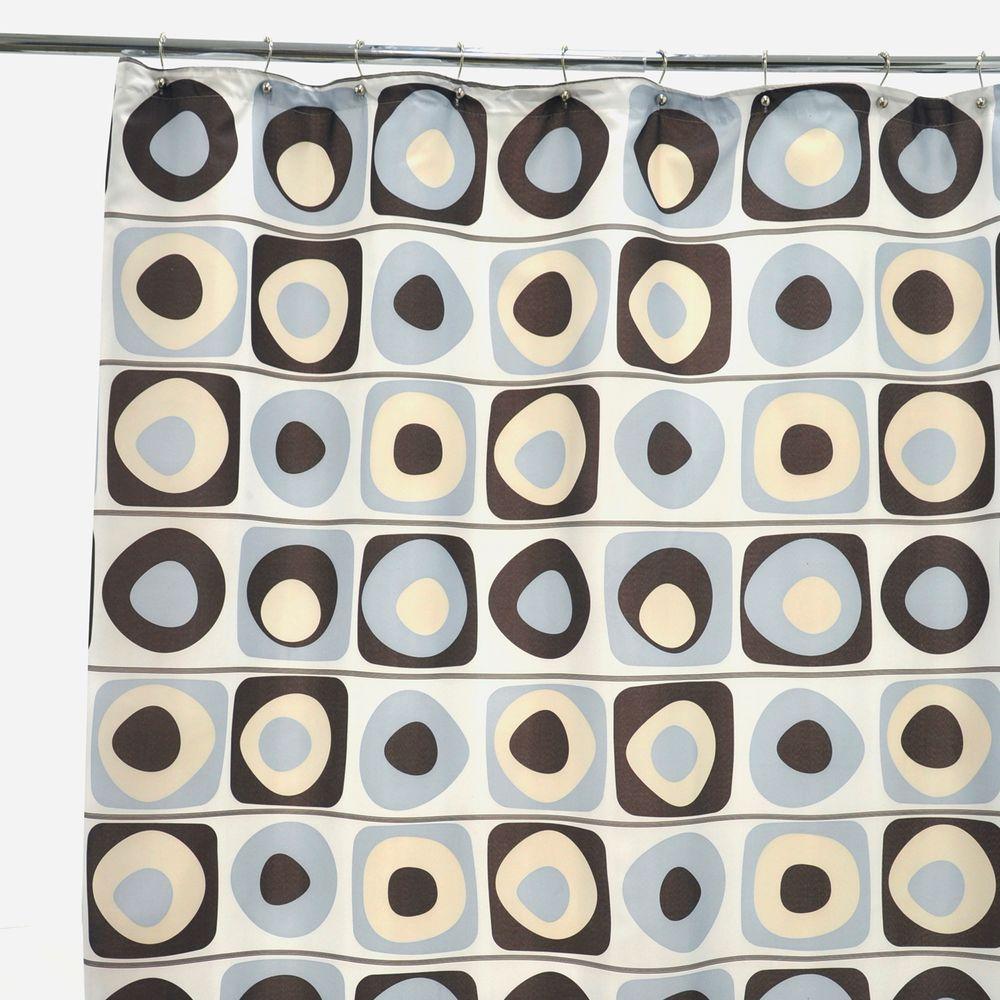 Famous Home Fashions Vintage Squares Blue Shower Curtain901292 The Home Depot