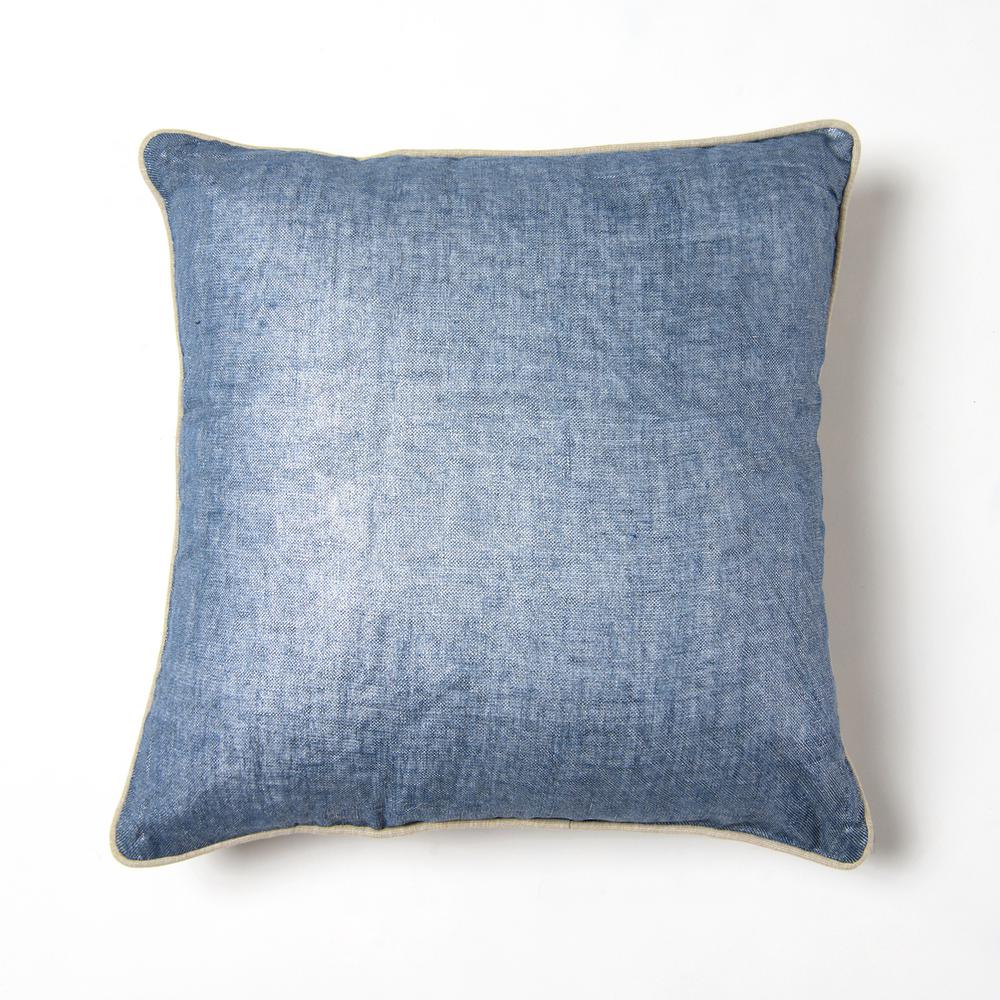 Best Home Fashion Metallic Linen Navy Solid Polyester 18 In X 18