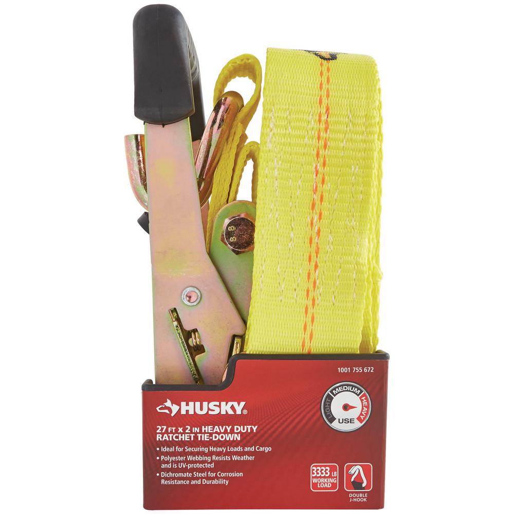 Husky FH0843 27 x 2 Heavy Duty Ratchet Tie-Down with J Hook
