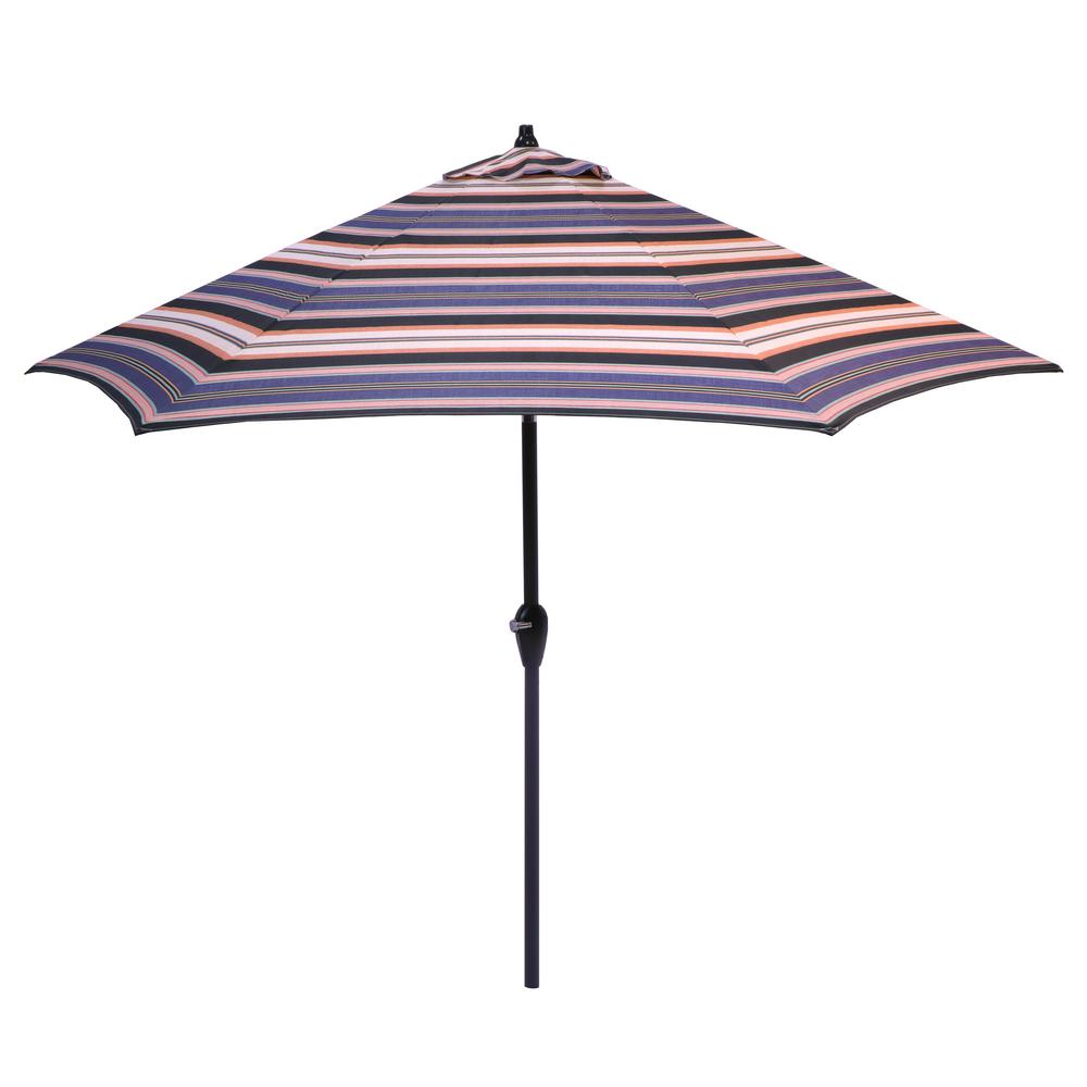 Hampton Bay 9 Ft Aluminum Market Tilt Patio Umbrella In Bradley Stripe 9900 01523100 The Home Depot