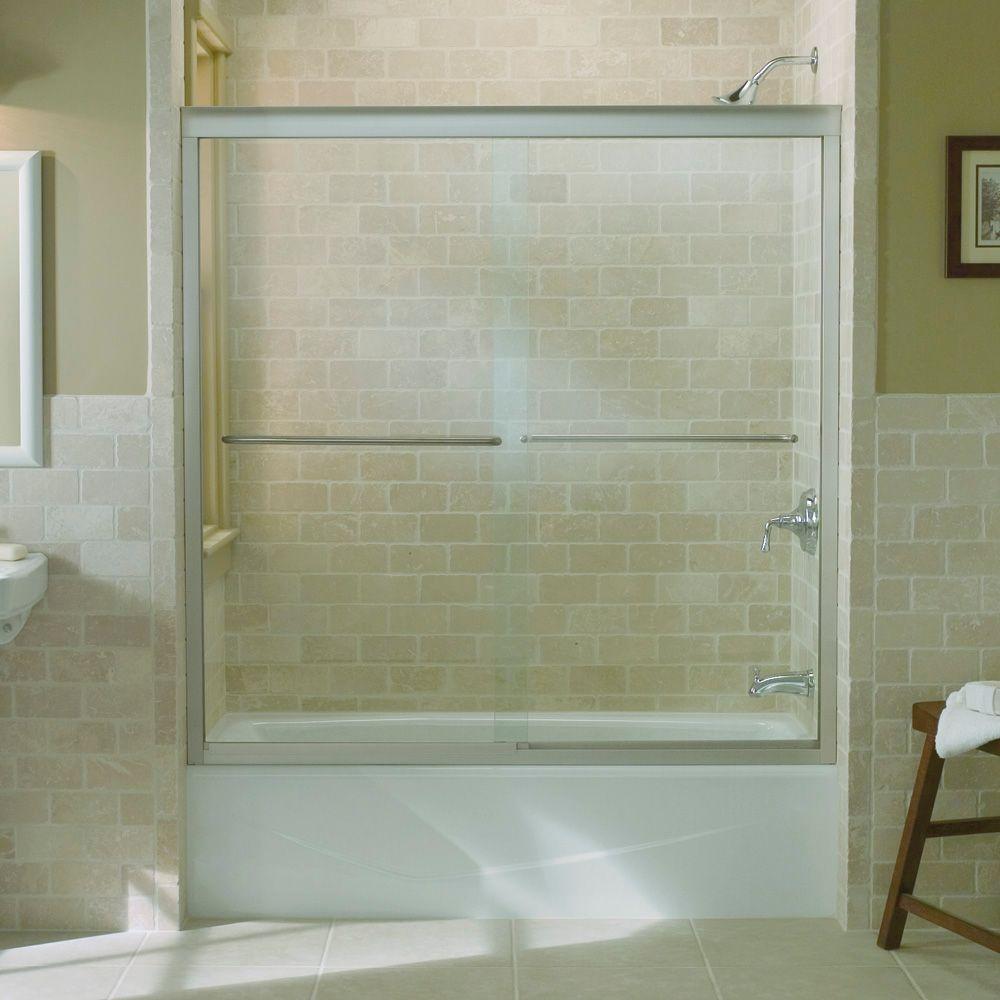 Kohler Elmbrook 59 625 In X 73 4375 In Frameless Sliding Shower Door In Bright Polished Silver K R706851 8l Shp The Home Depot