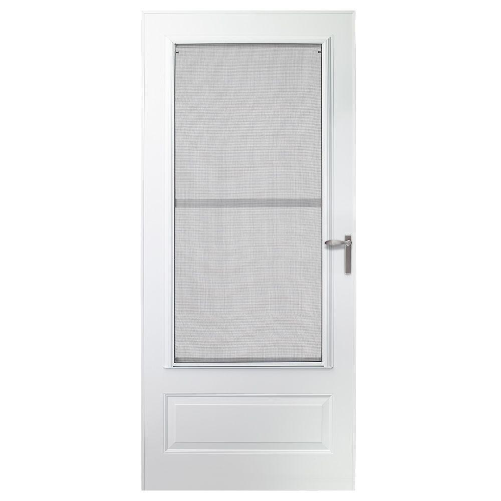 EMCO 36 in. x 78 in. 100 Series White Self-Storing Storm Door-E1SS ... EMCO 36 in. x 78 in. 100 Series White Self-Storing Storm Door-E1SS ...