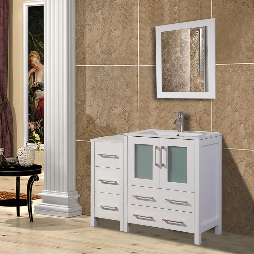 Vanity Art Brescia 36 In W X 18 D H Bath White With Top Basin And Mirror