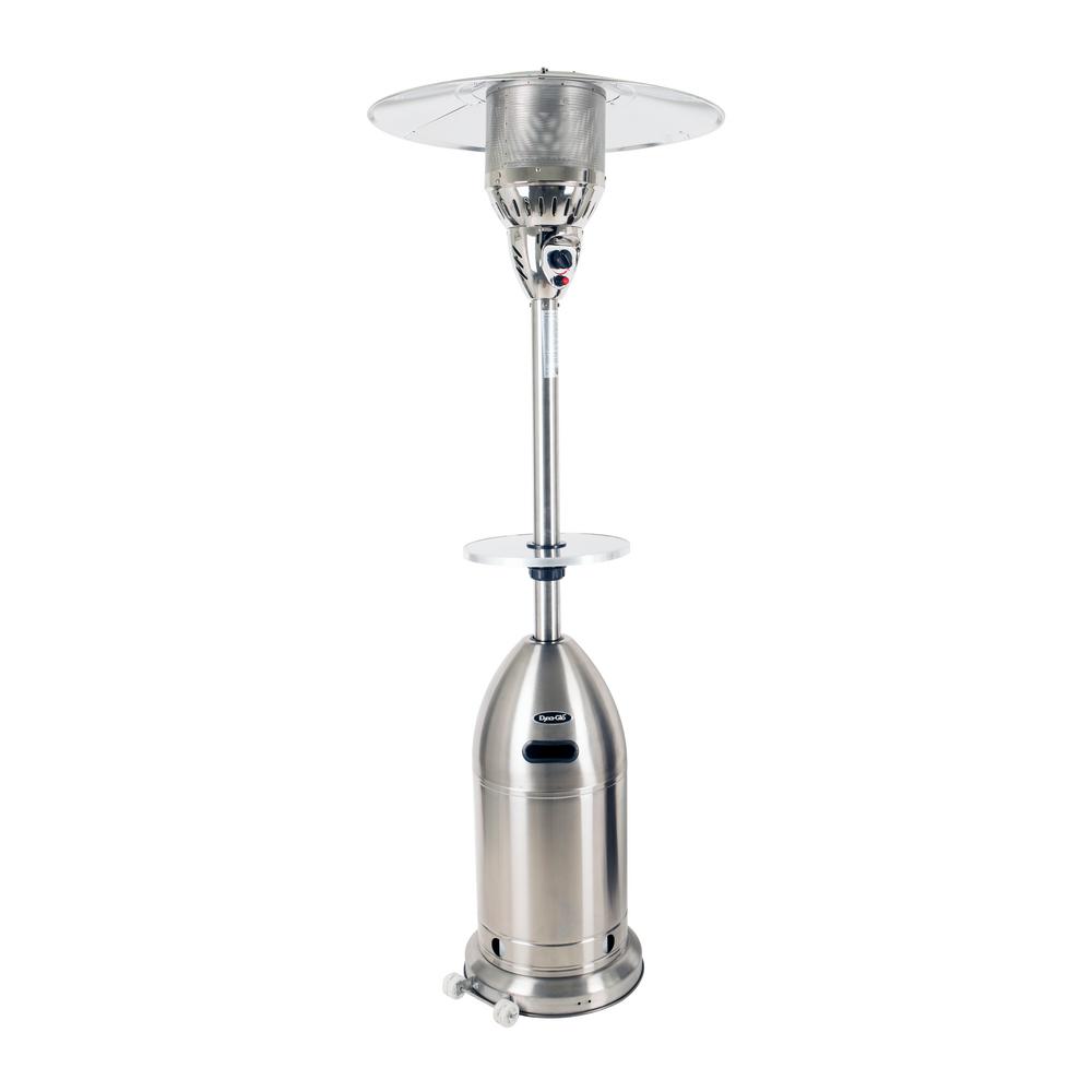 Dyna-Glo Premium 48,000 BTU Stainless Steel Gas Patio Heater with Stainless Steel Table, Silver
