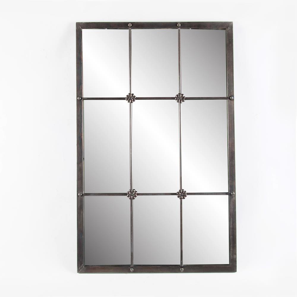 Winsome House Metal Window Frame Decorative Wall Mirror