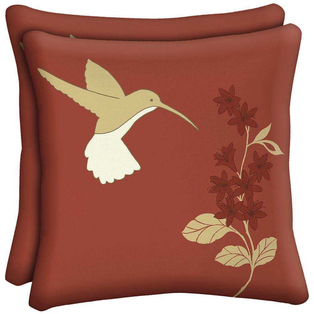 Hampton Bay Hummingbird Square Outdoor Throw Pillow (2Pack)AD03554BD9D2 The Home Depot