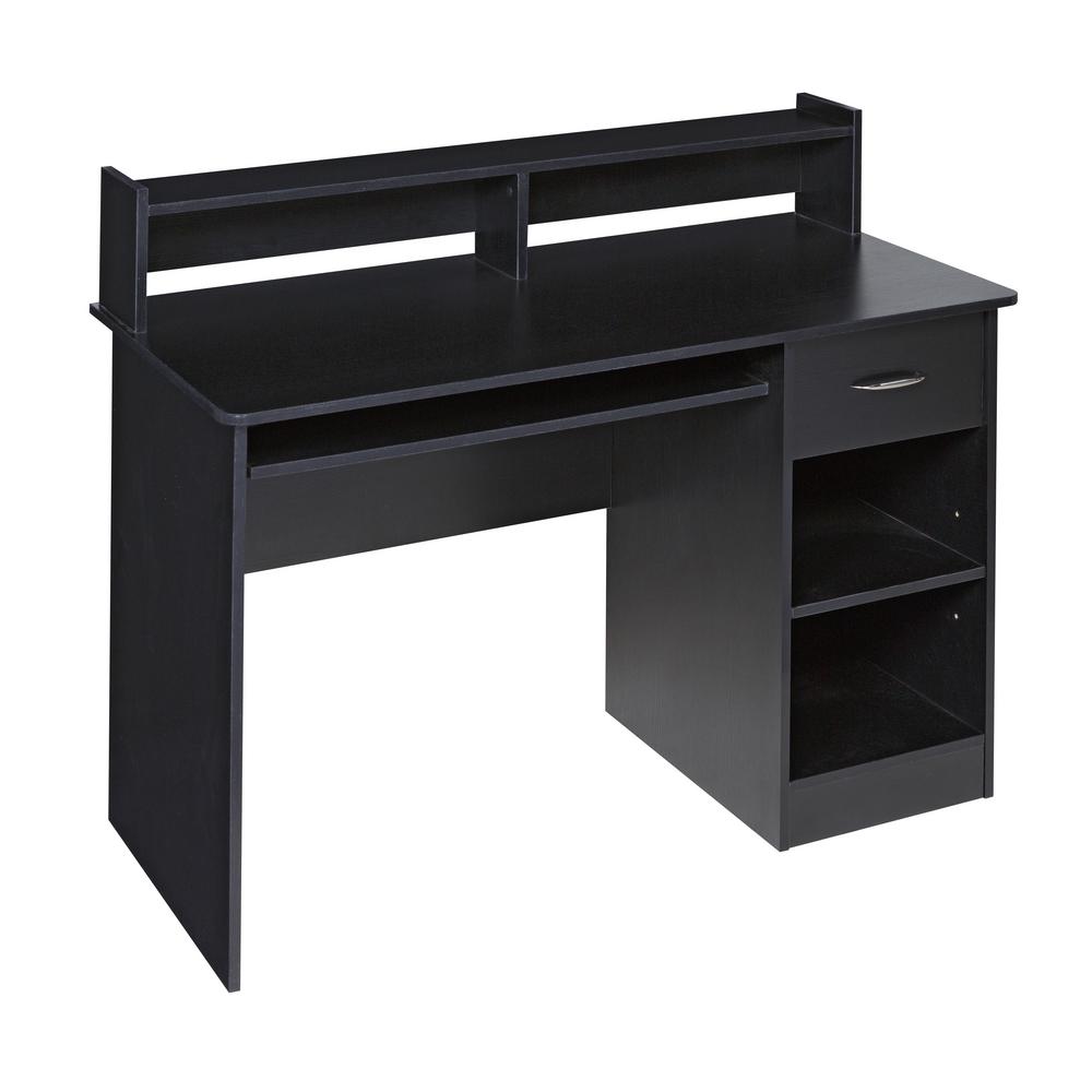 Onespace Essential Black Computer Desk Hutch With Pull Out