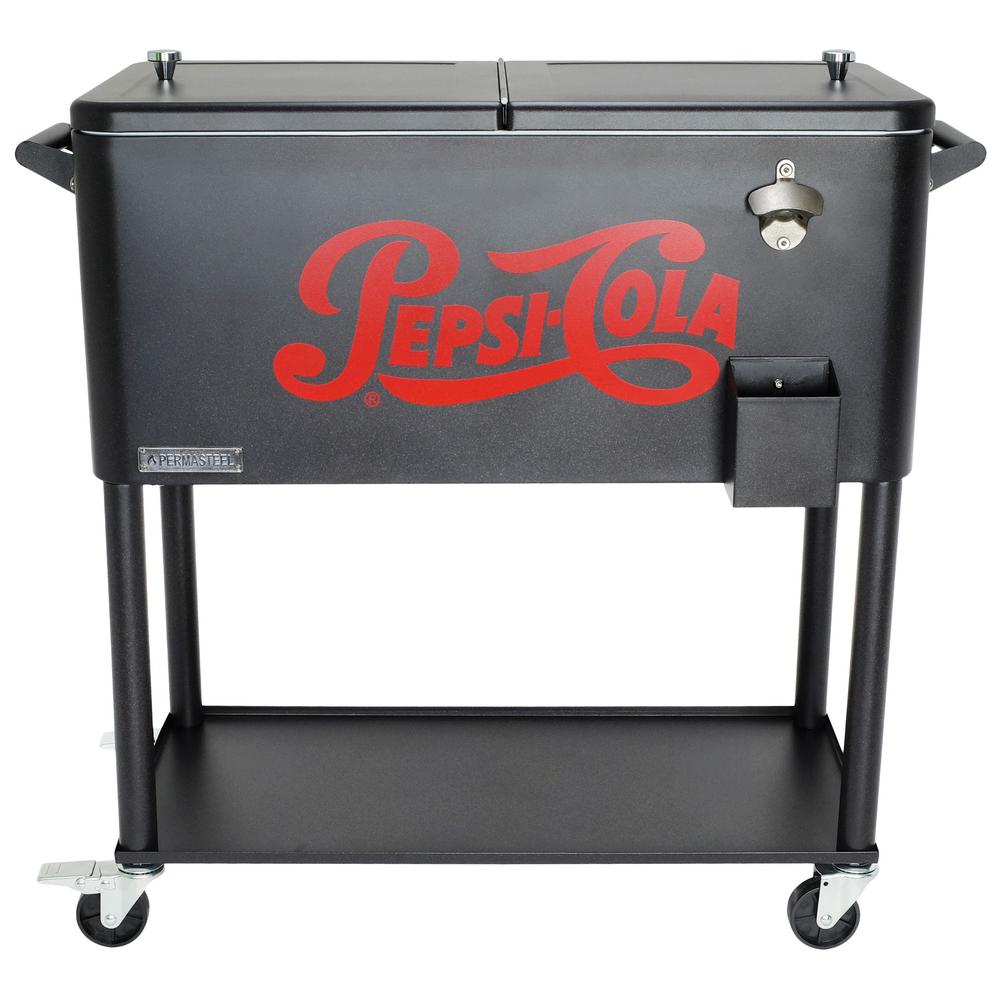 Permasteel 80 Qt. Rolling Patio Cooler with Bottle Tray-PS-206-PEPSI ...