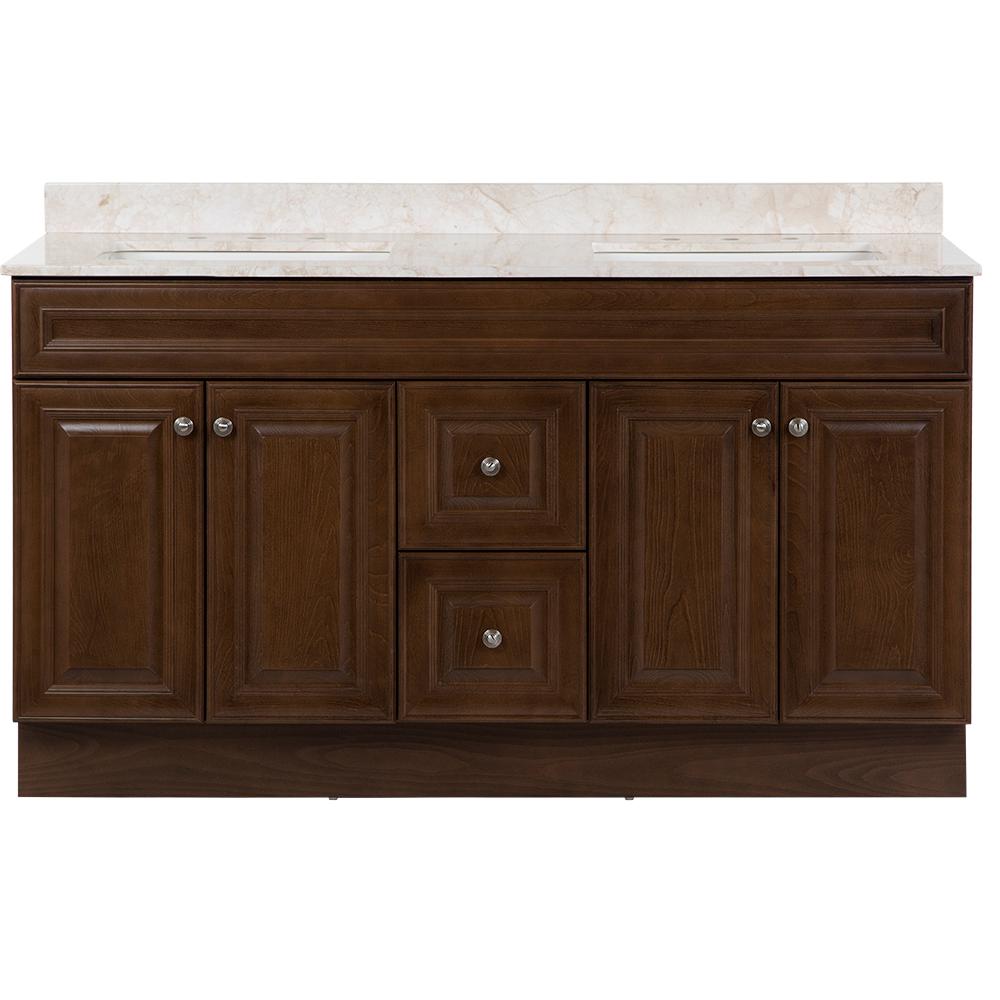 Glacier Bay Glensford 61 in. W x 22 in. D Vanity in Butterscotch with