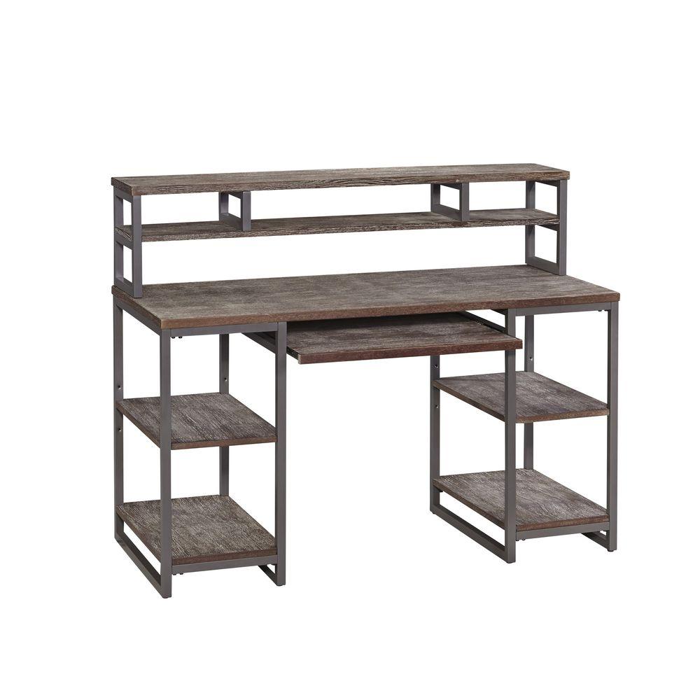 Homestyles Barnside Gray Desk With Hutch 5053 152 The Home Depot