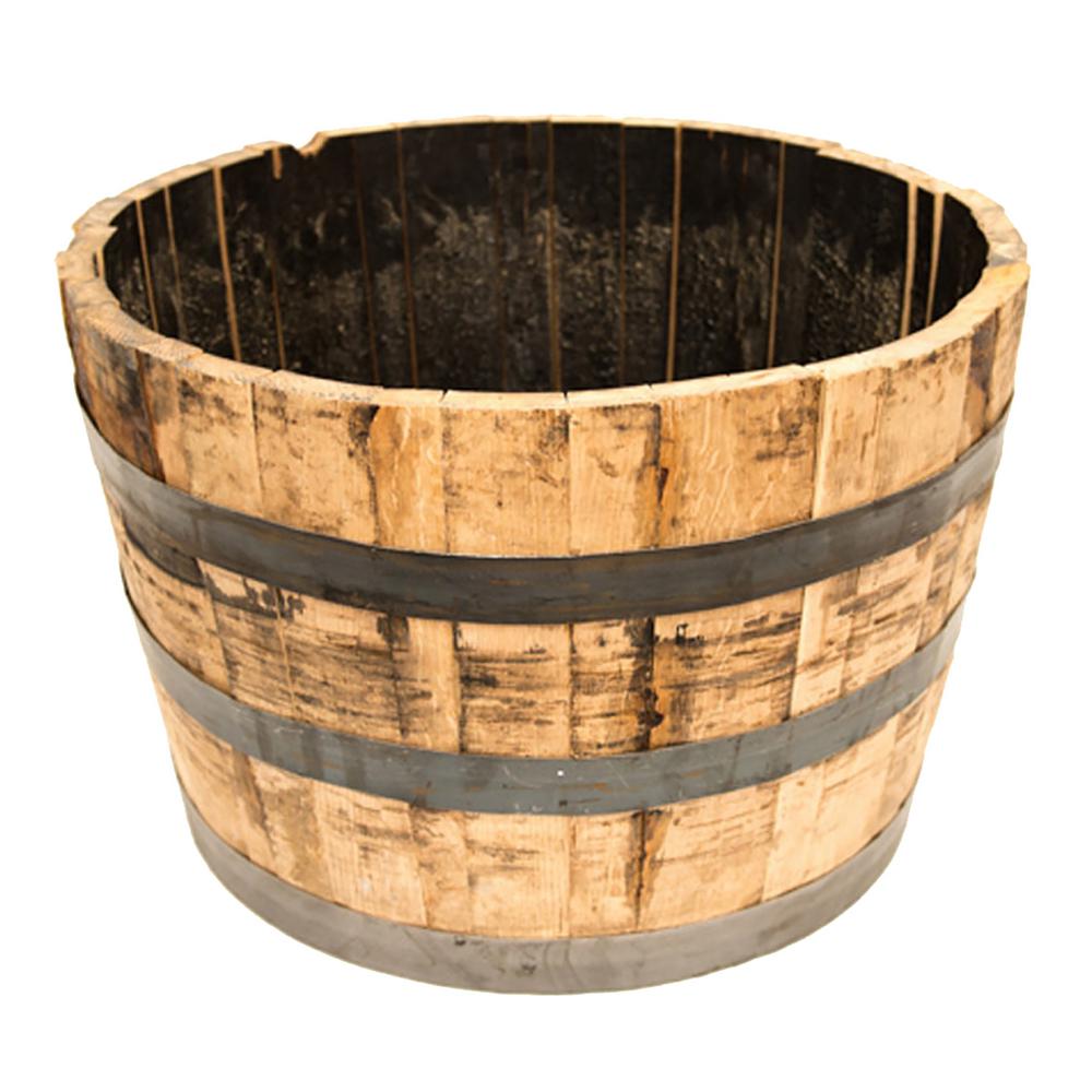 25 In Dia Oak Wood Whiskey Barrel Planter B100 The Home Depot