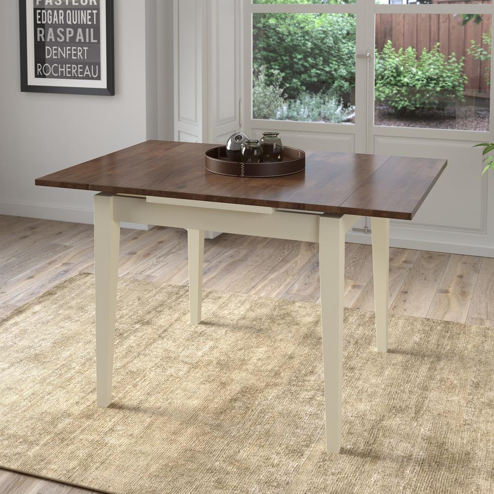 Corliving Dillon Dark Brown And Cream Wood Extendable Dining