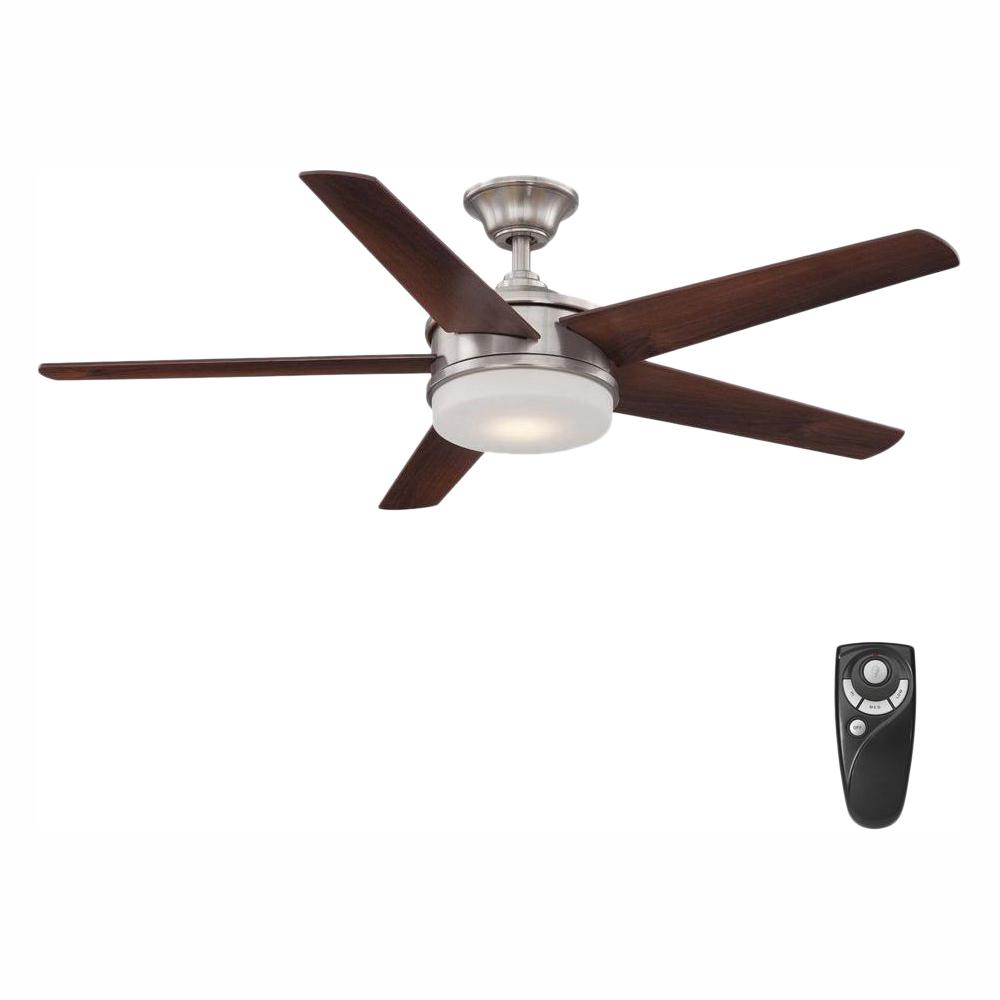 Davrick 52 In Led Indoor Brushed Nickel Ceiling Fan With Light Kit And Remote Control