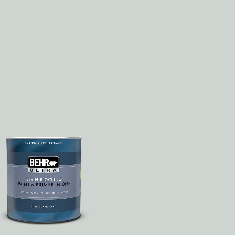 BEHR ULTRA 1 qt. #PPU12-11 Salt Glaze Satin Enamel Interior Paint and ...