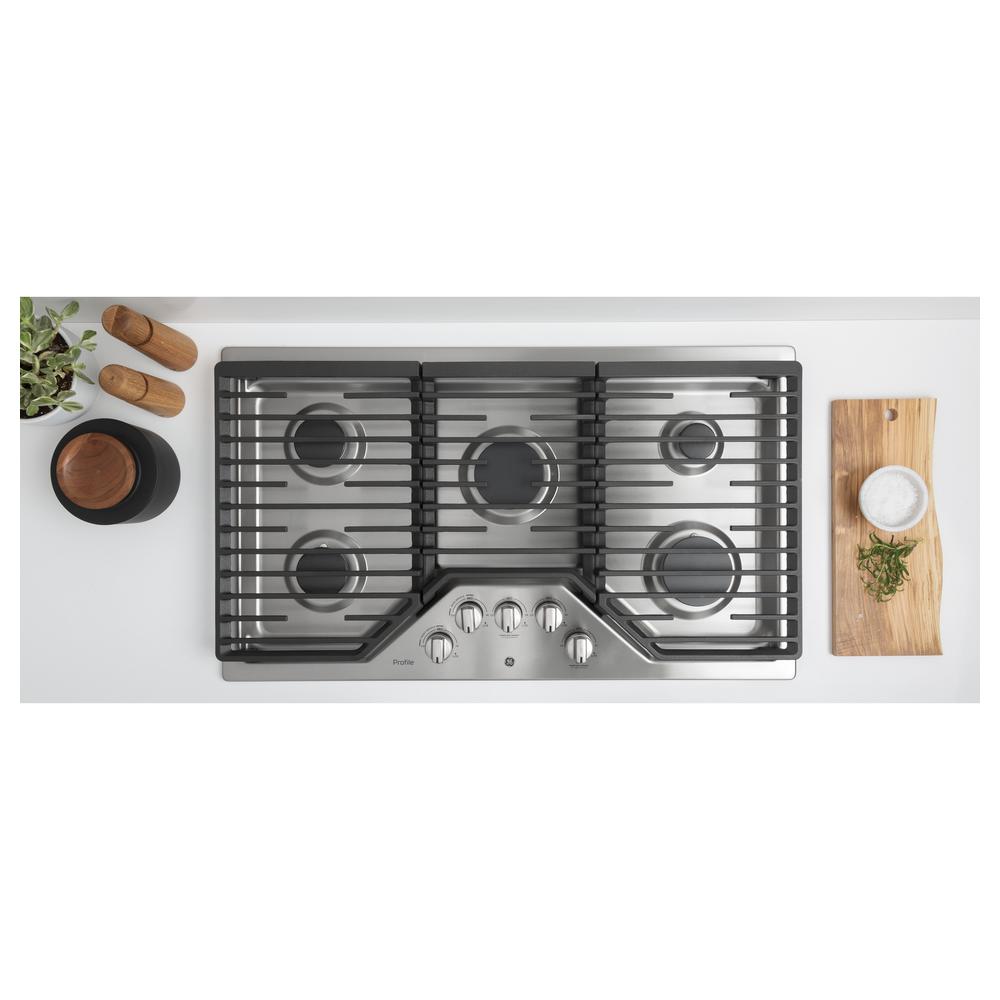 Ge Profile 36 In Gas Cooktop In Stainless Steel With 5 Burners