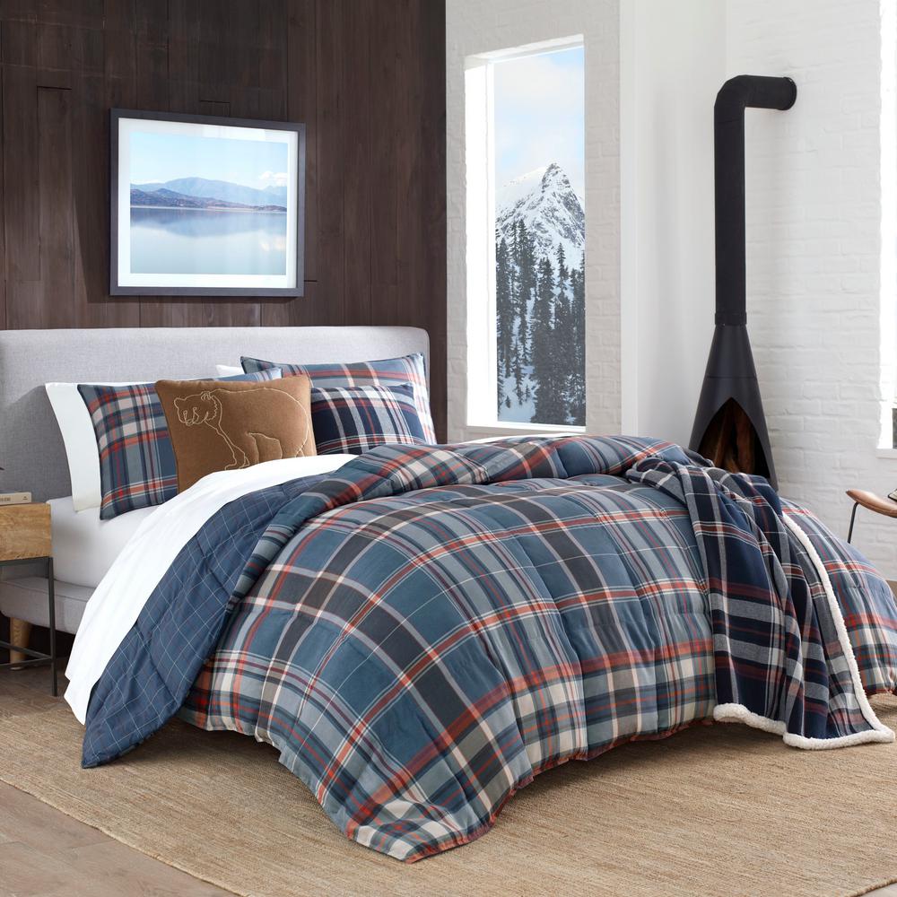 Ed Bauer Shasta Lake 3 Piece Blue Plaid Micro Suede Full Queen Comforter Set Ushsa51123488 The Home Depot - Blue Plaid Bedding Queen Ed Bauer Shasta Lake 3 Piece Blue Plaid Micro Suede Full Queen Comforter Set Ushsa51123488 The Home Depot - Blue Plaid Bedding Queen