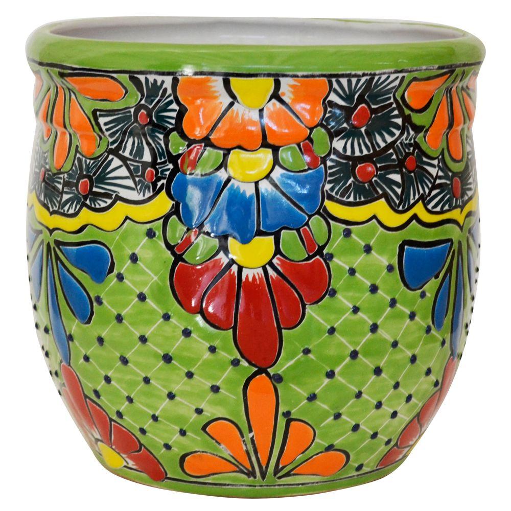 Ravenna Pottery Talavera 12-1/2 in. Round Ceramic Pot - B 3-RTV403-B 3 ...