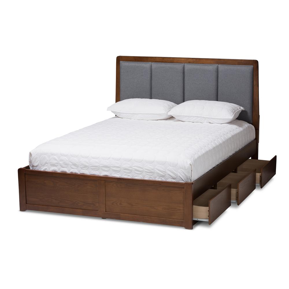 Baxton Studio Brannigan Gray Walnut Brown King Platform Bed 146 8198 Brannigan Gray Walnut Brown King Platform Bed
