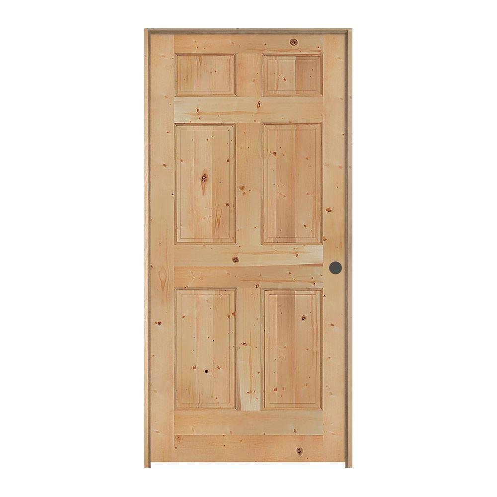 JELD-WEN 30 in. x 80 in. Knotty Pine Unfinished Left-Hand 6-Panel Wood