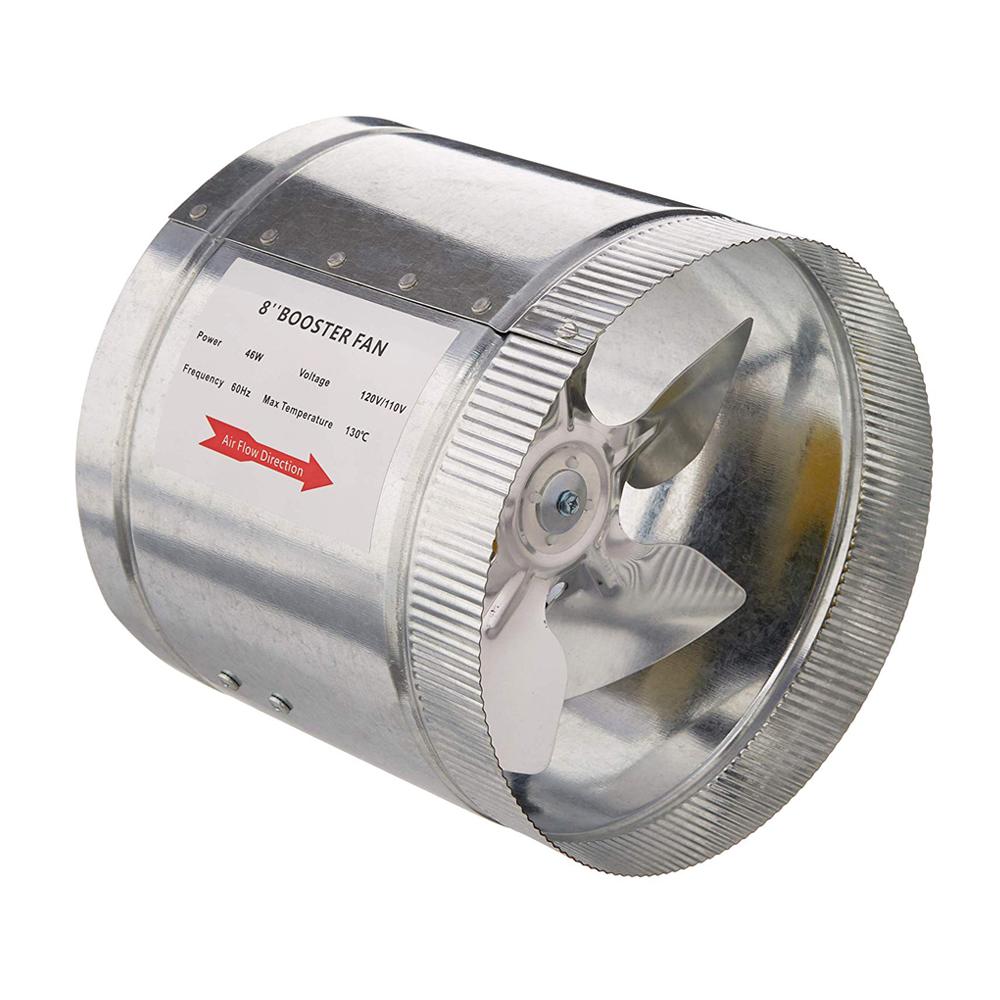 8 Low Noise iPower GLFANXBOOSTER8 8 Inch 420 CFM Booster Fan Inline Duct Vent Blower for HVAC Exhaust and Intake 5.5 Grounded Power Cord