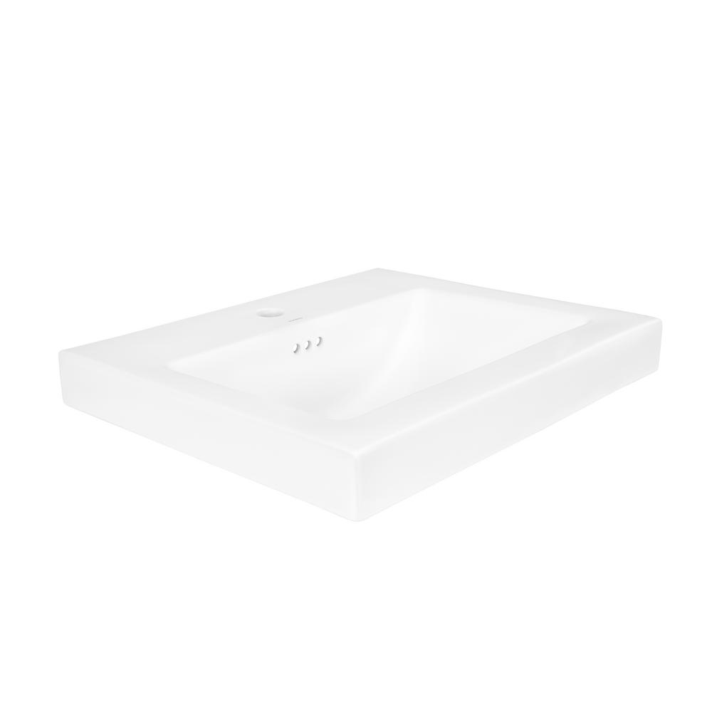 Ronbow Evin 23.25 in. W Ceramic Vanity Top in White with White Basin