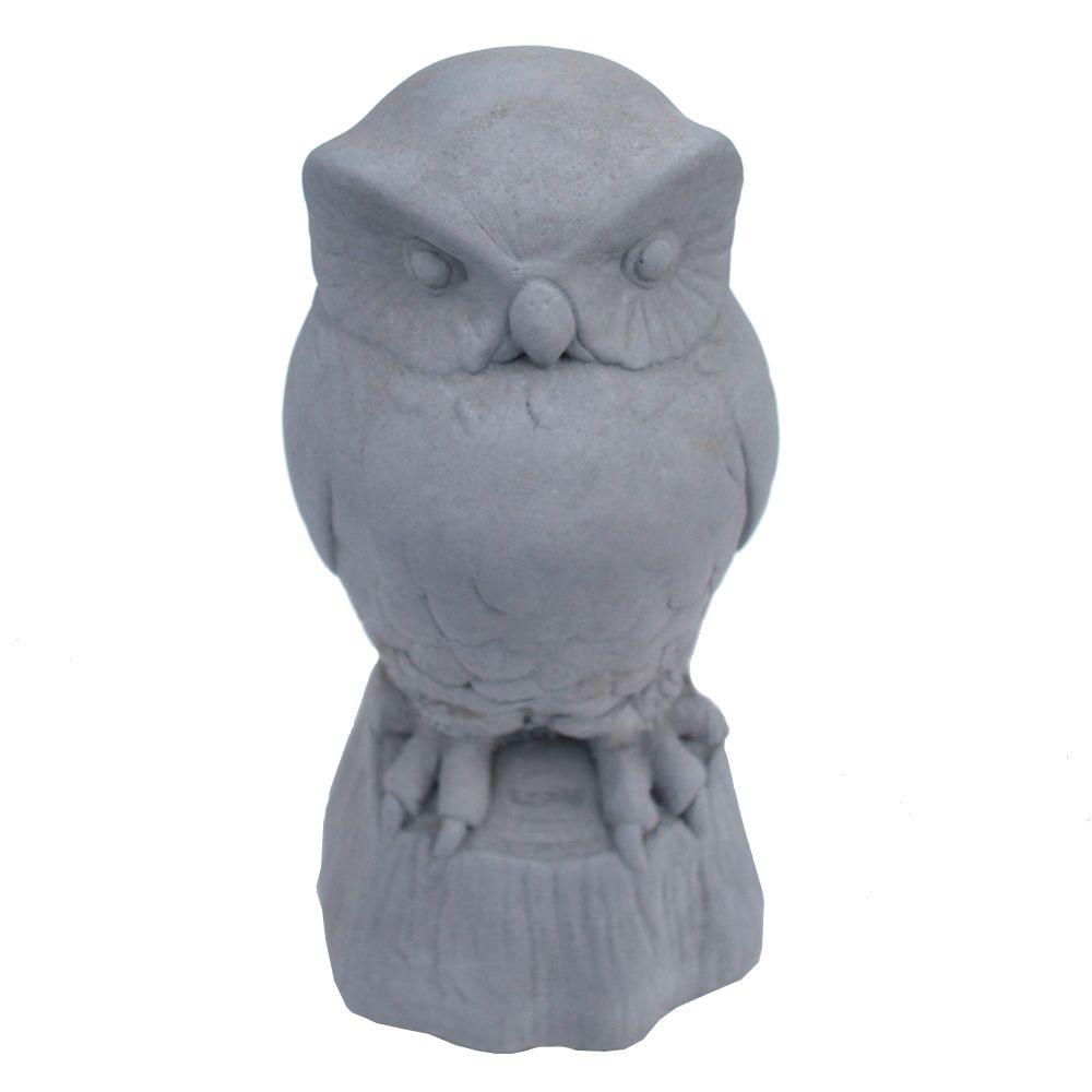 Cast Stone Owl Garden Statue Antique GrayGNOWLAG The Home Depot