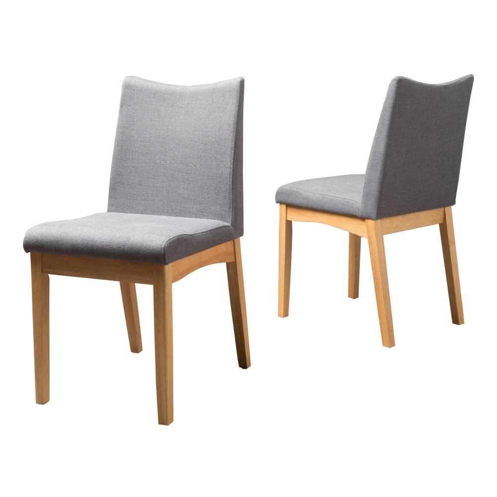 Noble House Magnolia Dark Grey Fabric With Walnut Finish Dining Chairs Set Of 2 11232 The Home Depot