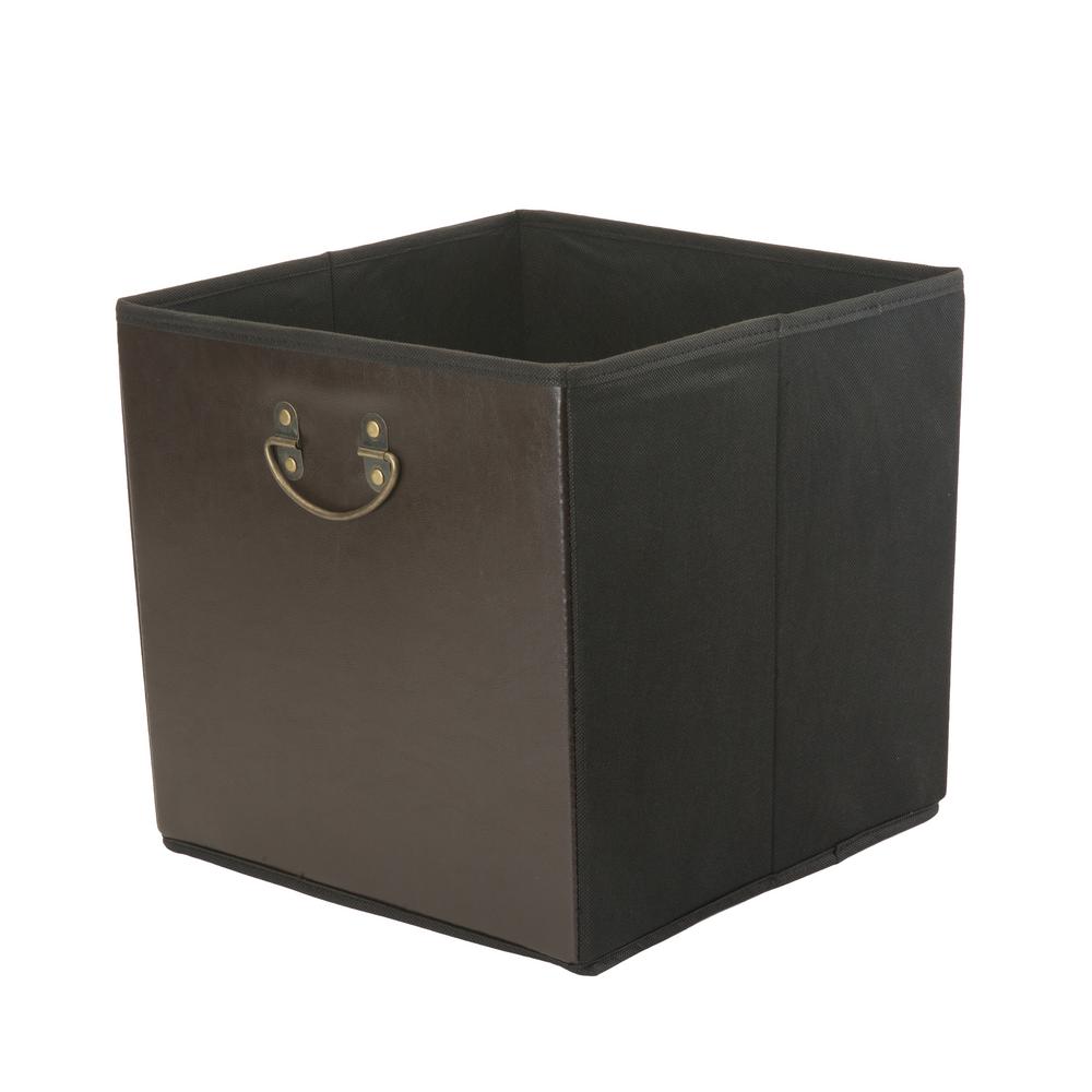 Simplify 12 8 In Faux Leather Chocolate Collapsible Storage Cube Chocolate Collapsible Storage Cube