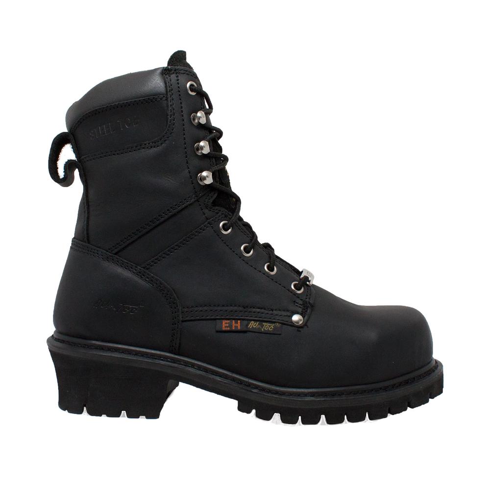 AdTec Men's Waterproof 9'' Logger Boot - Steel Toe - Black Size 8(W ...